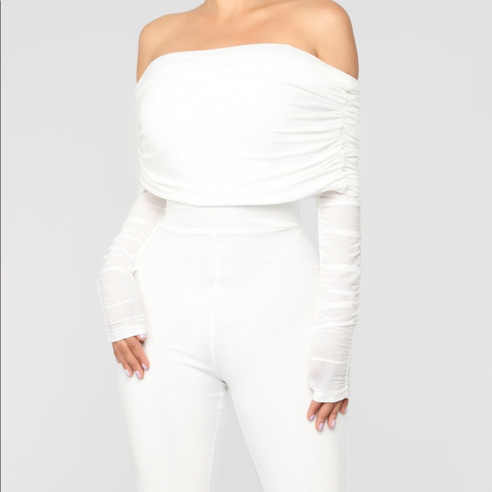 White Ruched Jumpsuit